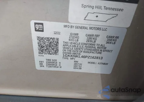 2023 GMC Acadia Fwd Sle from USA, damaged, VIN 1GKKNKL46PZ162813